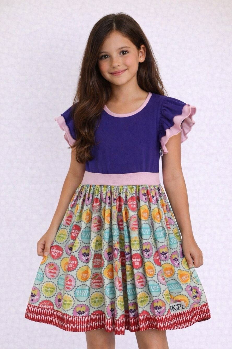 KPea Originals Soda Dress Sz 8 Girls Purple Pink Boutique Quality Made In USA